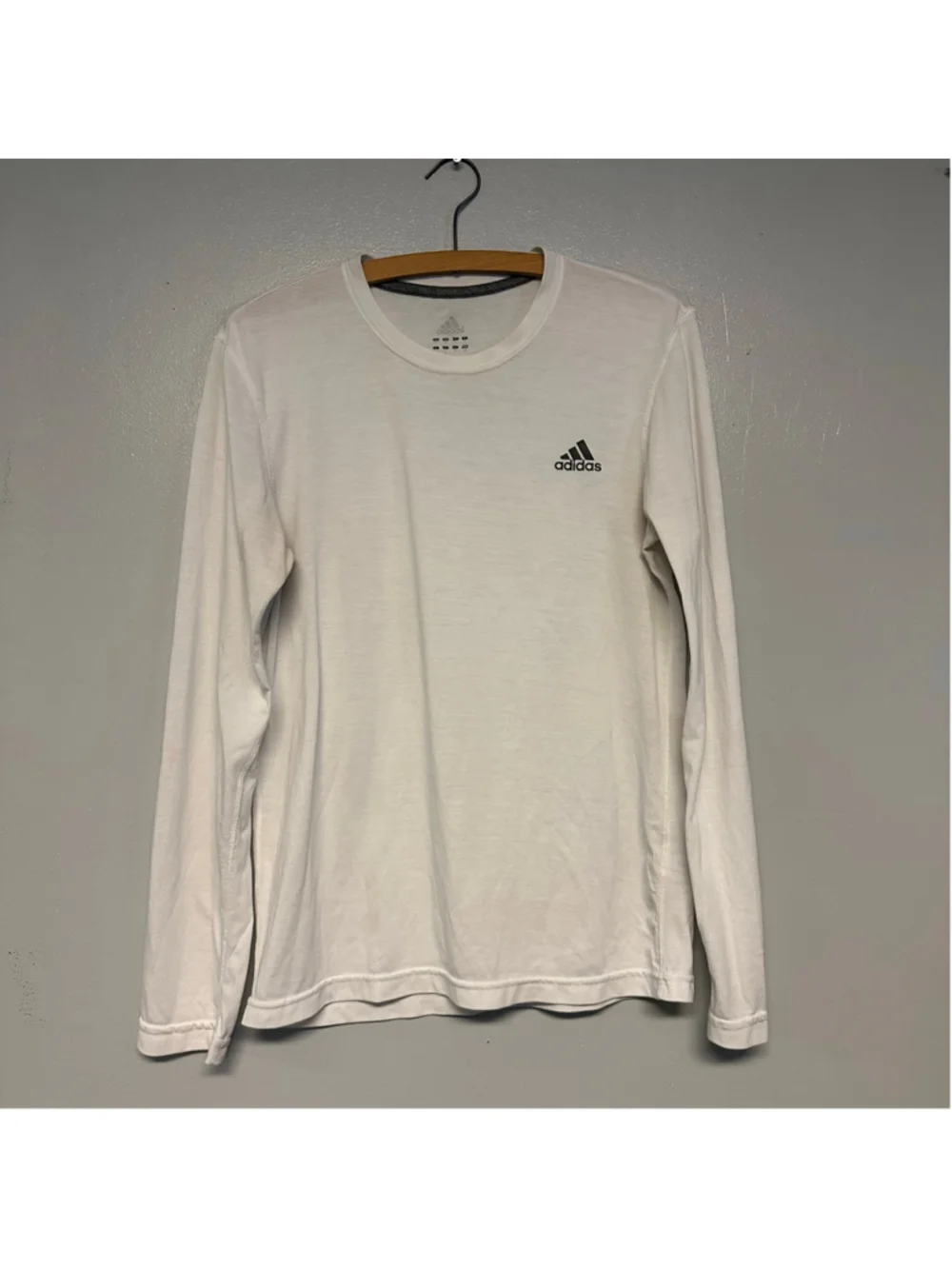 Adidas Climalite Long Sleeve Tee White Black Mens Size Small